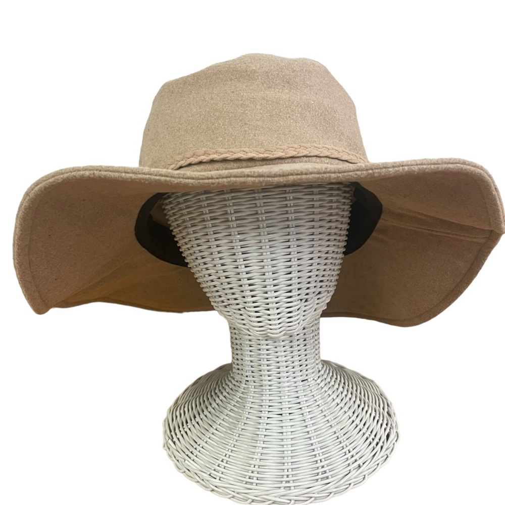 ASN Harper tan felt floppy hat with braided band